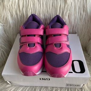 NWT Enzo Ellis children pink purple athletic shoes, size 4 summer outdoor color